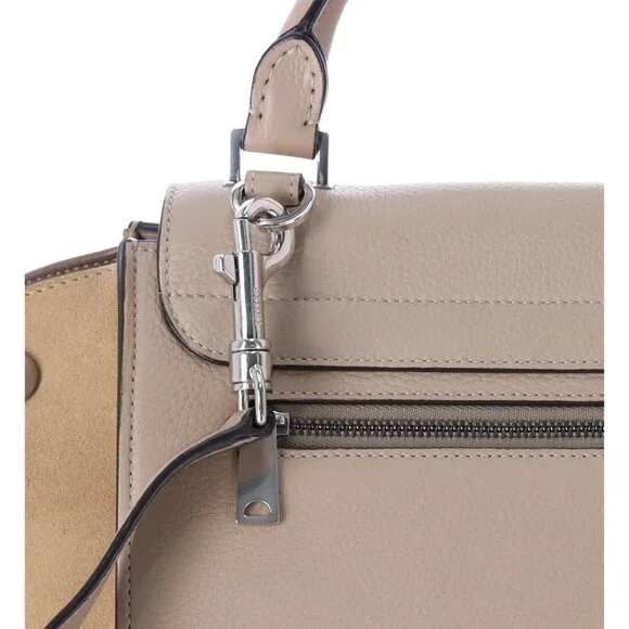 Celine Trapeze Convertible Satchel Crossbody Suede Leather Beige Silver Italy - Picture 7 of 13